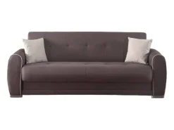 Sofá-cama Dababi, ofá-cama de 3 lugare com arrumação com 2 almofada incluída, Sofá da ala em tecido acolchoado com abertura click-clack, 224x85h87 cm, Cinza Claro