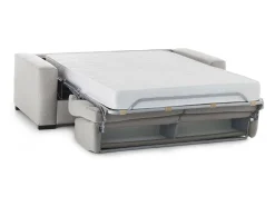 Sofá-cama Dabagn, Sofá grande de 2 lugare, 100% Fabricado na Itália, Sofá da ala com abertura giratória, em tecido acolchoado, com braço padrão, 200x95h90 cm, Cinza