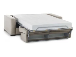 Sofá-cama Dabagn, Sofá grande de 2 lugare, 100% Fabricado na Itália, Sofá da ala com abertura giratória, em tecido acolchoado, com braço padrão, Cm 200x95h90, Taupe