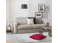 Sofá-cama Dabagn, Sofá grande de 2 lugare, 100% Fabricado na Itália, Sofá da ala com abertura giratória, em tecido acolchoado, com braço padrão, Cm 200x95h90, Taupe