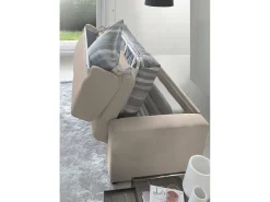 Sofá-cama Dabagn, Sofá grande de 2 lugare, 100% Fabricado na Itália, Sofá da ala com abertura giratória, em tecido acolchoado, com braço padrão, Cm 200x95h90, Taupe