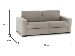 Sofá-cama Dabagn, Sofá grande de 2 lugare, 100% Fabricado na Itália, Sofá da ala com abertura giratória, em tecido acolchoado, com braço padrão, Cm 200x95h90, Taupe