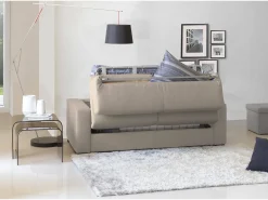 Sofá-cama Dabagn, Sofá grande de 2 lugare, 100% Fabricado na Itália, Sofá da ala com abertura giratória, em tecido acolchoado, com braço padrão, Cm 200x95h90, Taupe