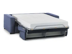 Sofá-cama Dabaida, Sofá grande de 2 lugare, 100% Fabricado na Itália, Sofá da ala com abertura giratória, em tecido acolchoado, com braço fino, 180x95h90 cm, Azul