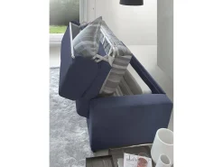 Sofá-cama Dabaida, Sofá grande de 2 lugare, 100% Fabricado na Itália, Sofá da ala com abertura giratória, em tecido acolchoado, com braço fino, 180x95h90 cm, Azul