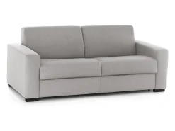 Sofá-cama Dabakah, sofá de 3 lugares, 100% Fabricado na Itália, Sofá da sala com abertura giratória, em tecido acolchoado, com braços finos, 200x95h90 cm, Cinza