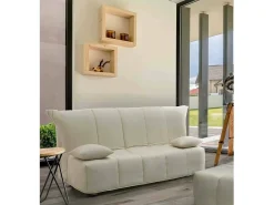 Sofá-cama Dabald, ofá de 2 lugare, 100% Fabricado na Itália, Sofá da ala com abertura para carrinho, em tecido acolchoado, com almofada incluída, 125x90h85 cm, Bege