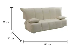 Sofá-cama Dabald, ofá de 2 lugare, 100% Fabricado na Itália, Sofá da ala com abertura para carrinho, em tecido acolchoado, com almofada incluída, 125x90h85 cm, Bege