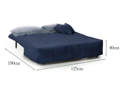 Sofá-cama Dabald, ofá de 2 lugare, 100% Fabricado na Itália, Sofá da ala com abertura para carrinho, em tecido acolchoado, com almofada incluída, 125x90h85 cm, Azul