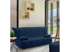 Sofá-cama Dabald, ofá de 2 lugare, 100% Fabricado na Itália, Sofá da ala com abertura para carrinho, em tecido acolchoado, com almofada incluída, 125x90h85 cm, Azul