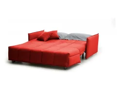 Sofá-cama Dabali, ofá de 2 lugare, 100% Fabricado na Itália, Sofá da ala com abertura para carrinho, em tecido acolchoado, com braço padrão, 150x90h85 cm, Vermelho