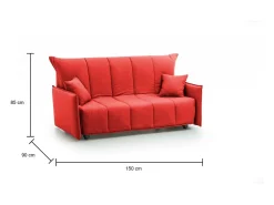 Sofá-cama Dabali, ofá de 2 lugare, 100% Fabricado na Itália, Sofá da ala com abertura para carrinho, em tecido acolchoado, com braço padrão, 150x90h85 cm, Vermelho