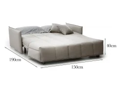 Sofá-cama Dabali, sofá de 2 lugares, 100% Fabricado na Itália, Sofá da sala com abertura para carrinho, em tecido acolchoado, com braços padrão, 150x90h85 cm, Bege