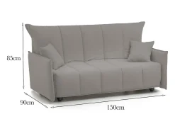 Sofá-cama Dabali, sofá de 2 lugares, 100% Fabricado na Itália, Sofá da sala com abertura para carrinho, em tecido acolchoado, com braços padrão, 150x90h85 cm, Cinza