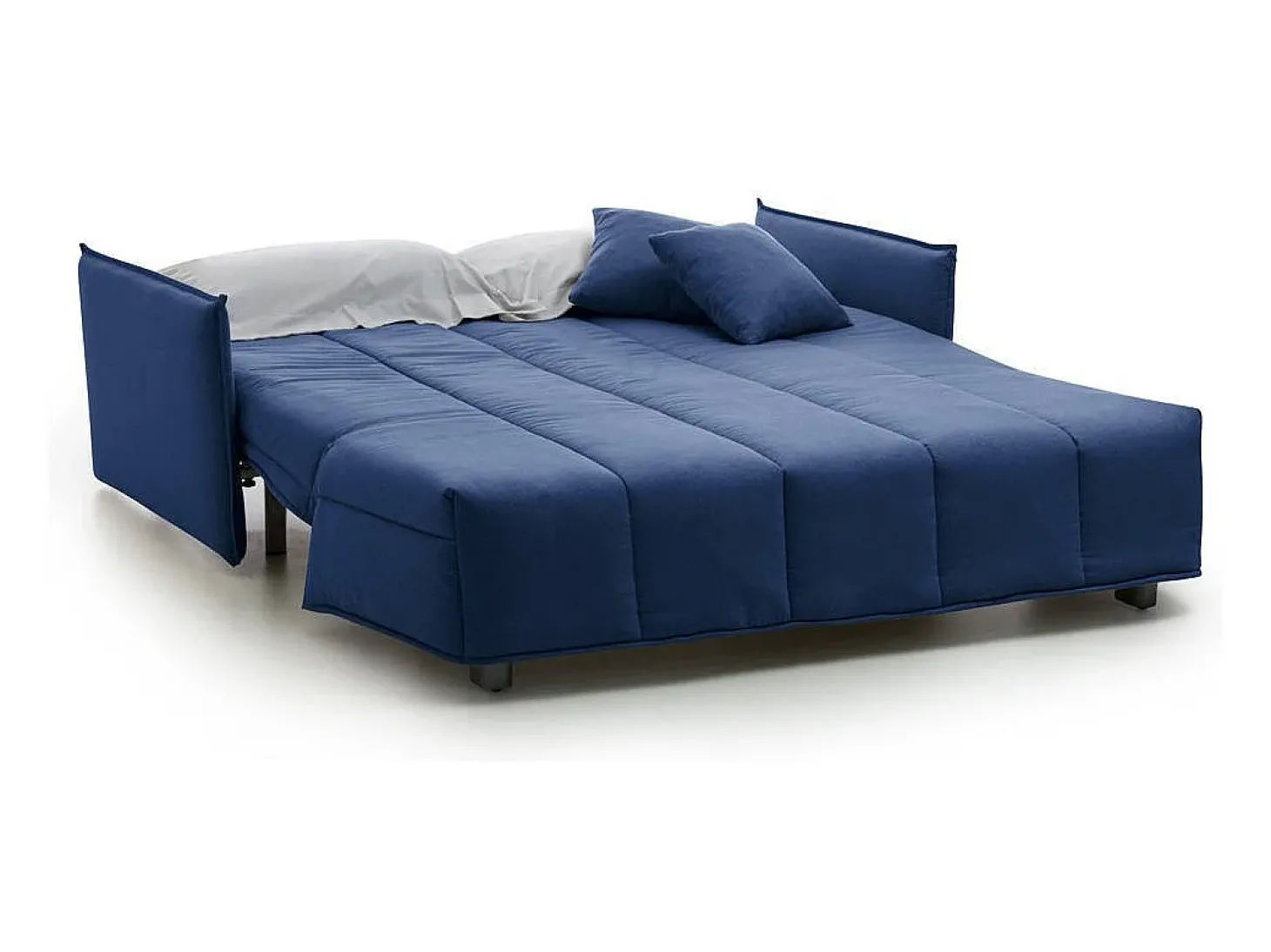 Sofá-cama Dabali, sofá de 2 lugares, 100% Fabricado na Itália, Sofá da sala com abertura para carrinho, em tecido acolchoado, com braços padrão, 150x90h85 cm, Azul
