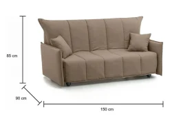 Sofá-cama Dabali, sofá de 2 lugares, 100% Fabricado na Itália, Sofá da sala com abertura para carrinho, em tecido acolchoado, com braços padrão, 150x90h85 cm, Taupe