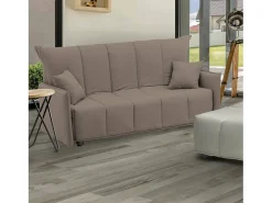 Sofá-cama Dabali, sofá de 2 lugares, 100% Fabricado na Itália, Sofá da sala com abertura para carrinho, em tecido acolchoado, com braços padrão, 150x90h85 cm, Taupe