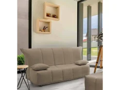 Sofá-cama Dabam, ofá de 3 lugare, 100% Fabricado na Itália, Sofá da ala com abertura para carrinho, em tecido acolchoado, com almofada incluída, 165x90h85 cm, Taupe