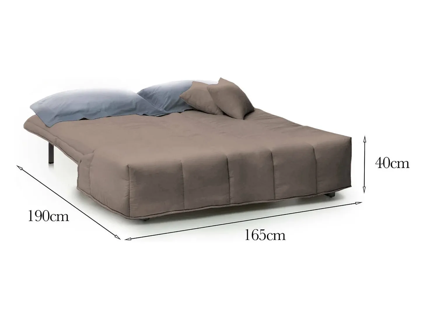 Sofá-cama Dabam, ofá de 3 lugare, 100% Fabricado na Itália, Sofá da ala com abertura para carrinho, em tecido acolchoado, com almofada incluída, 165x90h85 cm, Taupe