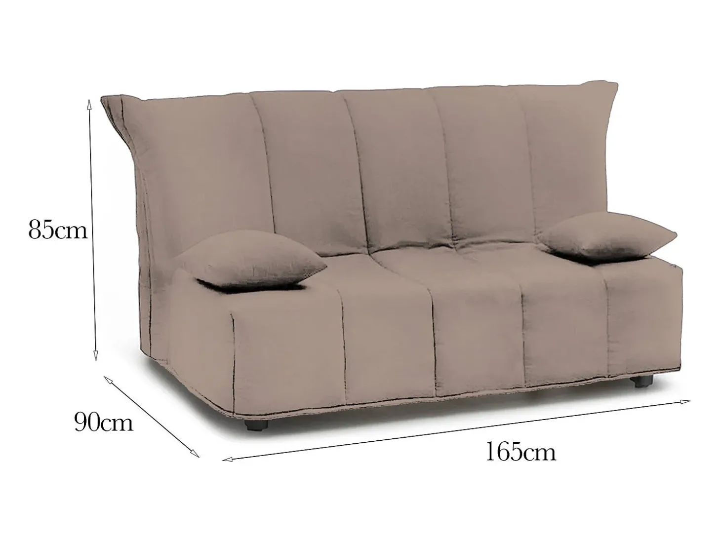 Sofá-cama Dabam, ofá de 3 lugare, 100% Fabricado na Itália, Sofá da ala com abertura para carrinho, em tecido acolchoado, com almofada incluída, 165x90h85 cm, Taupe