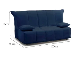 Sofá-cama Dabam, ofá de 3 lugare, 100% Fabricado na Itália, Sofá da ala com abertura para carrinho, em tecido acolchoado, com almofada incluída, 165x90h85 cm, Azul