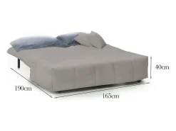 Sofá-cama Dabam, ofá de 3 lugare, 100% Fabricado na Itália, Sofá da ala com abertura para carrinho, em tecido acolchoado, com almofada incluída, 165x90h85 cm, Cinza
