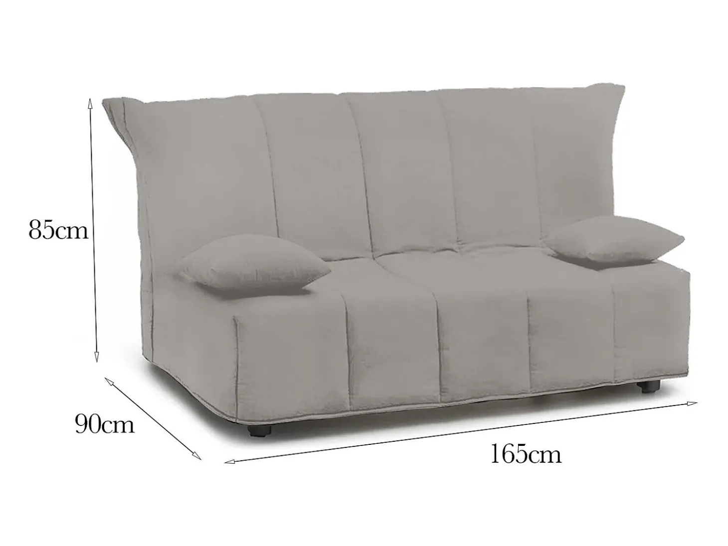 Sofá-cama Dabam, ofá de 3 lugare, 100% Fabricado na Itália, Sofá da ala com abertura para carrinho, em tecido acolchoado, com almofada incluída, 165x90h85 cm, Cinza