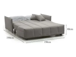 Sofá-cama Dabarc, sofá de 3 lugares, 100% Fabricado na Itália, Sofá da sala com abertura para carrinho, em tecido acolchoado, com braços padrão, 190x90h85 cm, Cinza