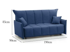 Sofá-cama Dabarc, sofá de 3 lugares, 100% Fabricado na Itália, Sofá da sala com abertura para carrinho, em tecido acolchoado, com braços padrão, 190x90h85 cm, Azul