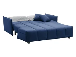 Sofá-cama Dabarc, sofá de 3 lugares, 100% Fabricado na Itália, Sofá da sala com abertura para carrinho, em tecido acolchoado, com braços padrão, 190x90h85 cm, Azul