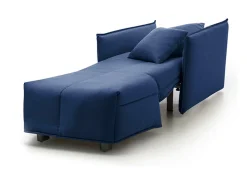Sofá-cama Dabari, Sofá individual, 100% Fabricado na Itália, Poltrona de ala com abertura para carrinho, em tecido acolchoado, com braço padrão, 110x90h85 cm, Azul