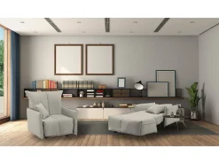 Sofá-cama Dabari, Sofá individual, 100% Fabricado na Itália, Poltrona de ala com abertura para carrinho, em tecido acolchoado, com braço padrão, 110x90h85 cm, Bege
