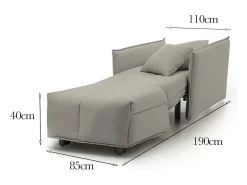 Sofá-cama Dabari, Sofá individual, 100% Fabricado na Itália, Poltrona de ala com abertura para carrinho, em tecido acolchoado, com braço padrão, 110x90h85 cm, Bege