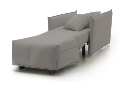 Sofá-cama Dabari, Sofá individual, 100% Fabricado na Itália, Poltrona de ala com abertura para carrinho, em tecido acolchoado, com braço padrão, 110x90h85 cm, Cinza