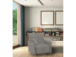 Sofá-cama Dabari, Sofá individual, 100% Fabricado na Itália, Poltrona de ala com abertura para carrinho, em tecido acolchoado, com braço padrão, 110x90h85 cm, Cinza
