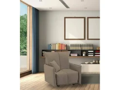 Sofá-cama Dabari, Sofá individual, 100% Fabricado na Itália, Poltrona de ala com abertura para carrinho, em tecido acolchoado, com braço padrão, Cm 110x90h85, Taupe