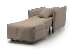 Sofá-cama Dabari, Sofá individual, 100% Fabricado na Itália, Poltrona de ala com abertura para carrinho, em tecido acolchoado, com braço padrão, Cm 110x90h85, Taupe