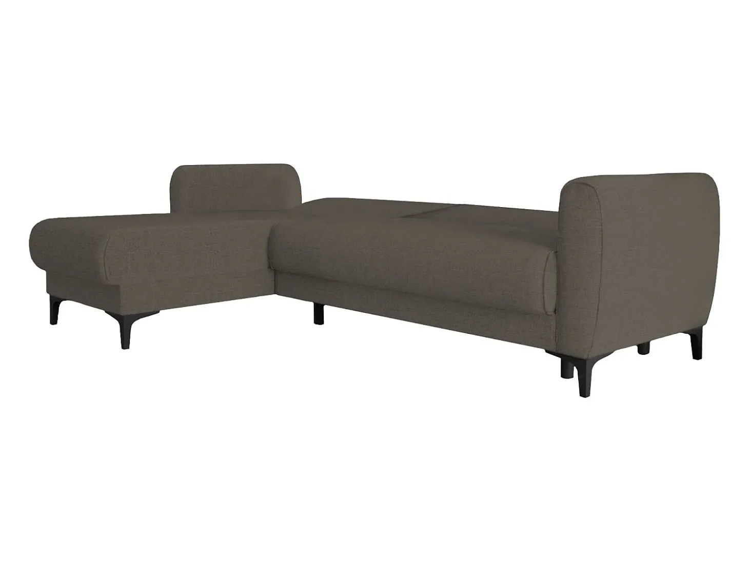 Sofá-cama Dabazo, Sofá-cama de canto com península reversível, Sofá moderno com chaiselongue e 3 almofadas, 230x153h85 cm, Marrom