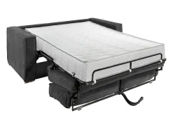 Sofá-cama de 160 cm em veludo canelado antracite com assento com assento de memória de forma, ripas largas e colchão de 22 cm LORETO