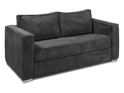 Sofá-cama de 160 cm em veludo canelado antracite com assento com assento de memória de forma, ripas largas e colchão de 22 cm LORETO
