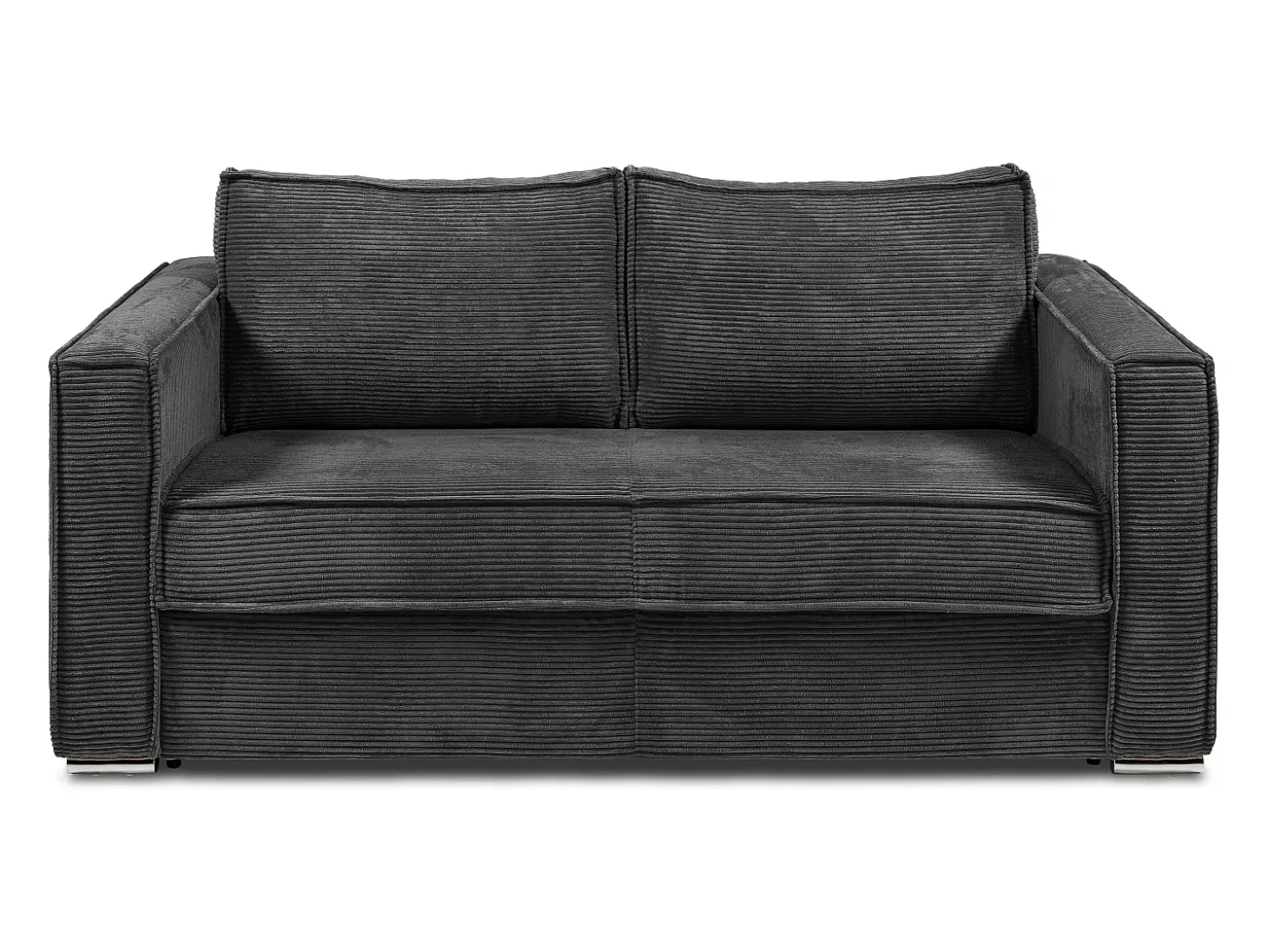 Sofá-cama de 160 cm em veludo canelado antracite com assento com assento de memória de forma, ripas largas e colchão de 22 cm LORETO