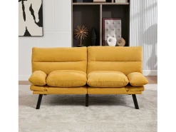 Sofá-cama de 2 lugares - 165 x 90 x 76 cm - com encosto e braços ajustáveis - Microfibra - amarelo