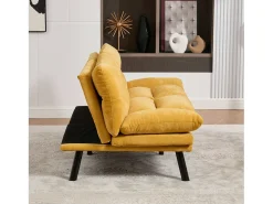 Sofá-cama de 2 lugares - 165 x 90 x 76 cm - com encosto e braços ajustáveis - Microfibra - amarelo