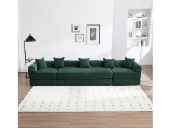 Sofá-cama de 4 lugares - 270 x 180 x 64 cm - design modular - veludo - verde