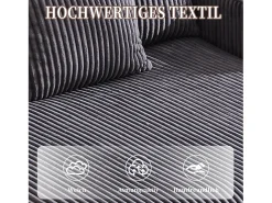 Sofá-cama de 3 lugares - 142 x 128 x 85 cm - com porta-copos + portas USB + LEDs - veludo - cinza escuro