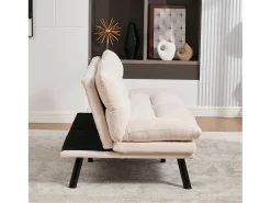 Sofá-cama de 2 lugares - 165 x 90 x 76 cm - com encosto e braços ajustáveis - Microfibra - bege