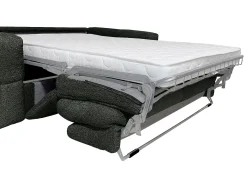 Sofá-cama de 3 lugares abertura rápida em tecido bouclé verde colchão 13 cm ISSORO