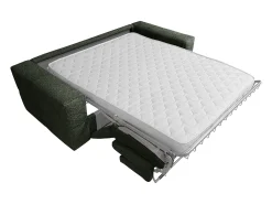 Sofá-cama de 3 lugares abertura rápida em tecido bouclé verde colchão 13 cm ISSORO