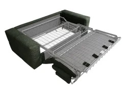 Sofá-cama de 3 lugares abertura rápida em tecido bouclé verde colchão 13 cm ISSORO