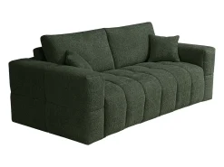 Sofá-cama de 3 lugares abertura rápida em tecido bouclé verde colchão 13 cm ISSORO